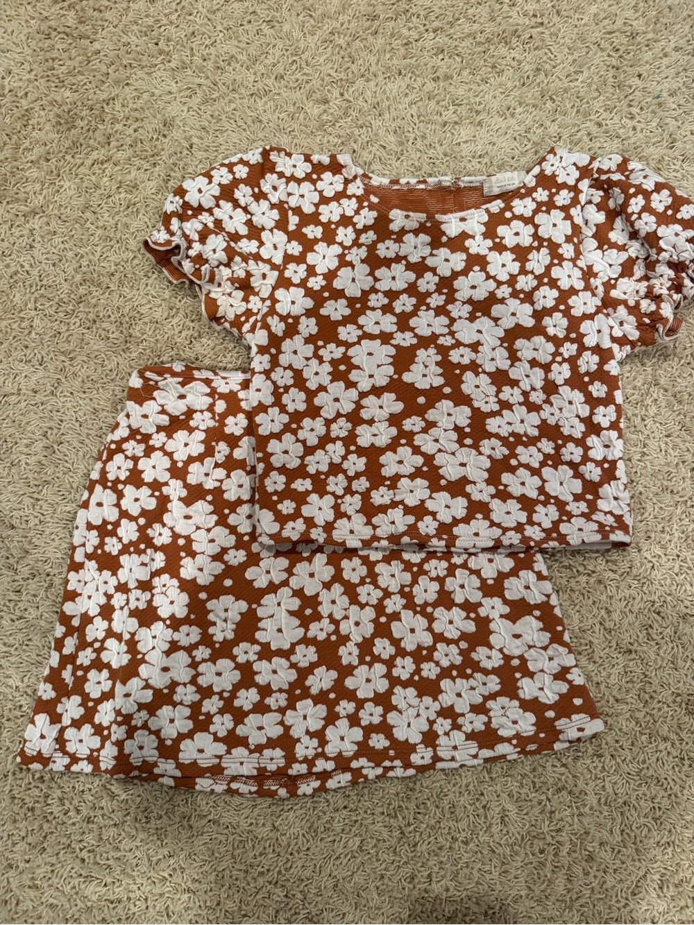 Altar'd State Rust Floral Two-Piece Set with White Flowers